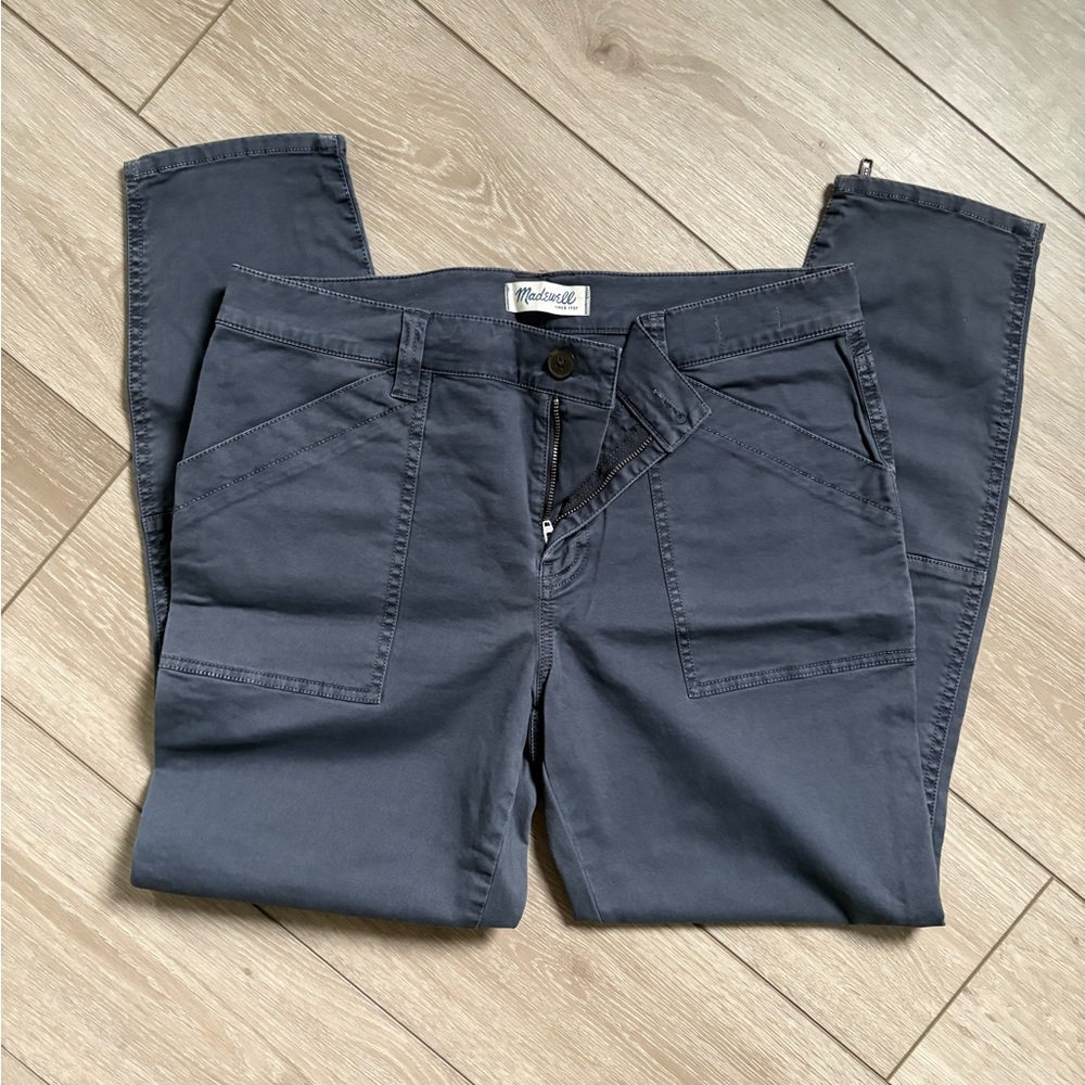 Madewell Skinny Cargo Pants Slate Zipper Cropped Ankle